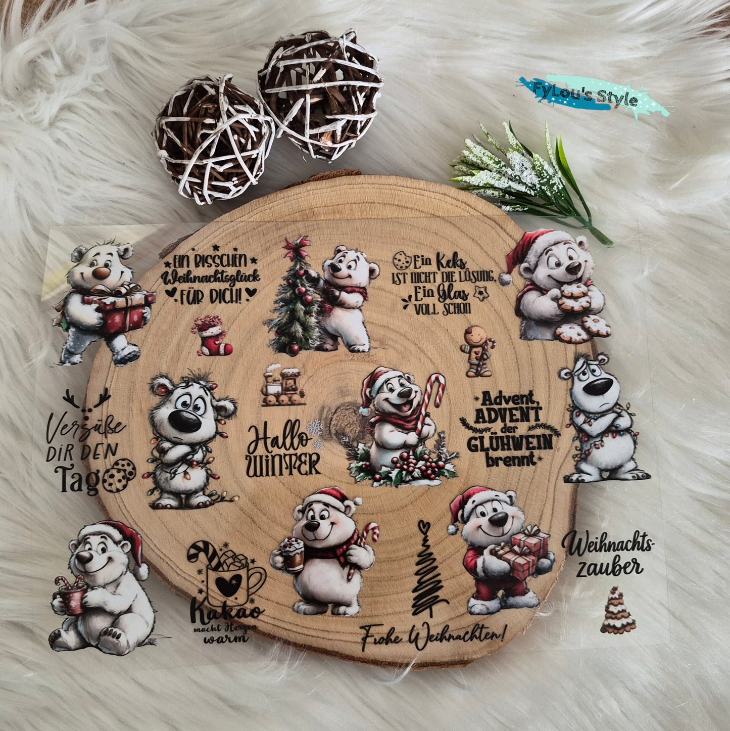 Rub on Druck A4 Weihnachten eisbär