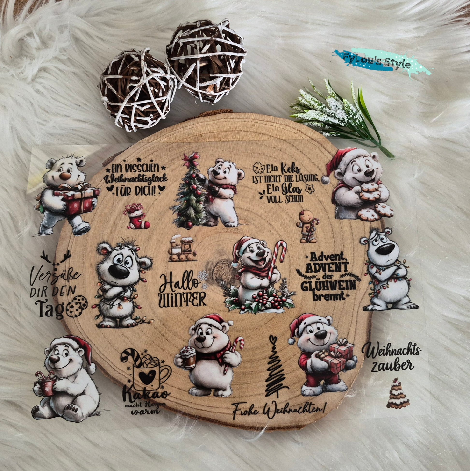 Rub on Druck A4 Weihnachten eisbär