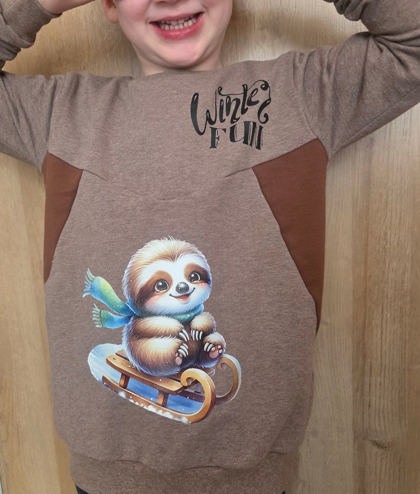 Iron-on image of a fox doing sports in winter