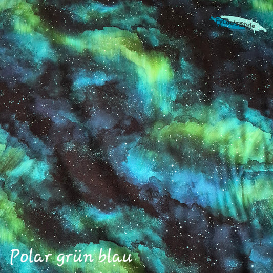 Bio French Terry Stoff Polarzauber Grün Blau