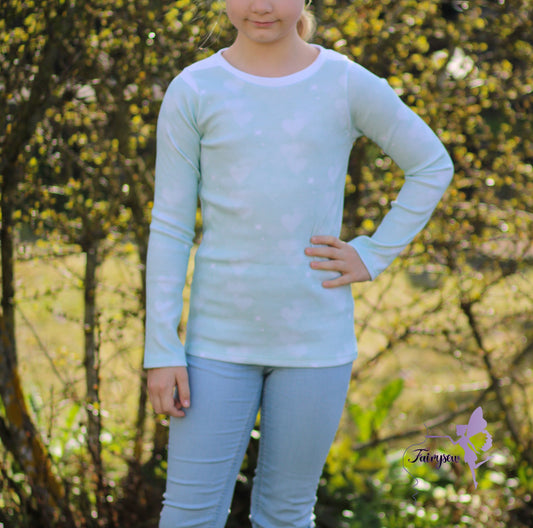 Bio Jersey Glitzer Herzen Mint *1m Stücke*
