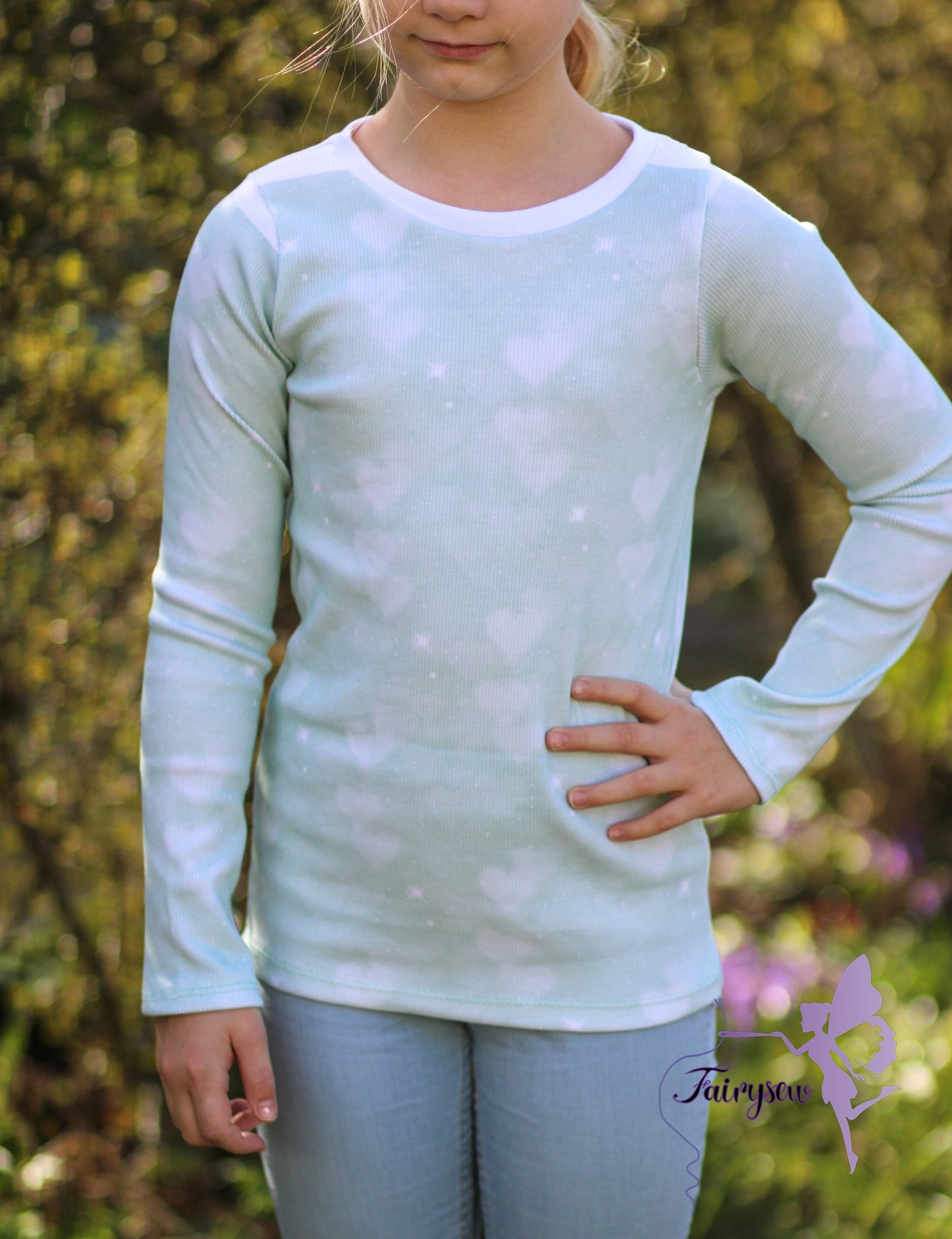 Kinderstoff Glitzer Herzen Mint