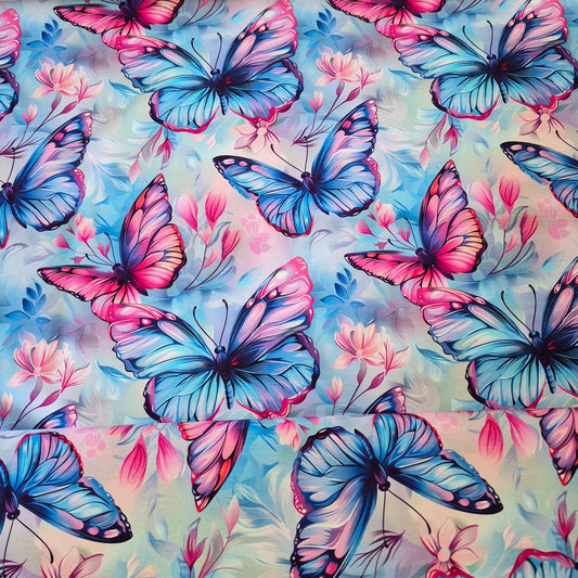 Bio Jersey "Rosa Blaue Schmetterlinge" Überbreite
