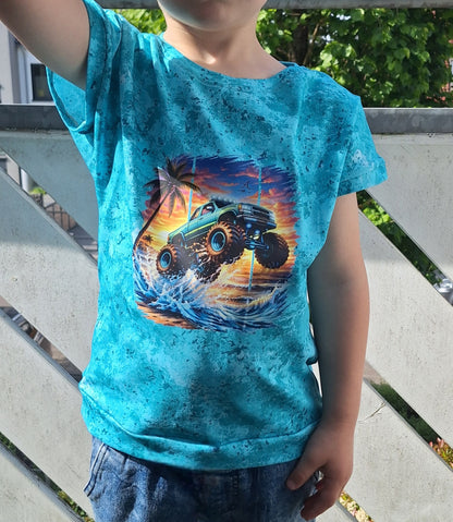 Bügelbild Monstertruck im Sonnenuntergang