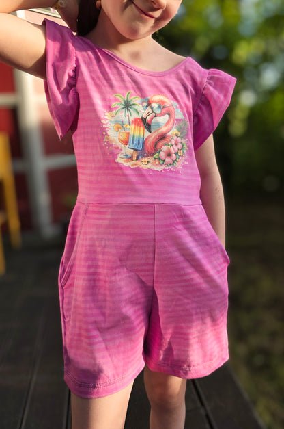 Bügelbild  Tropischer Flamingo mit Cocktail