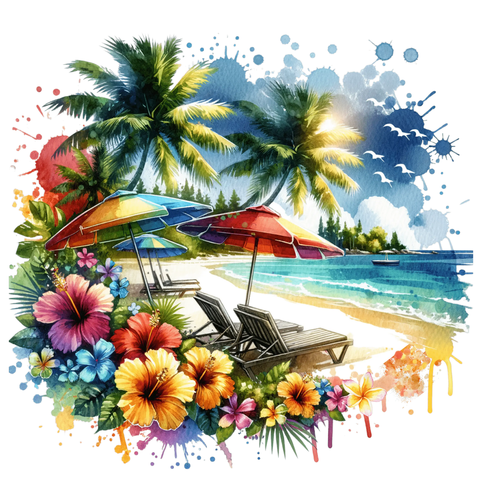 Bügelbild Watercolor Beach #5 Fylou's Style