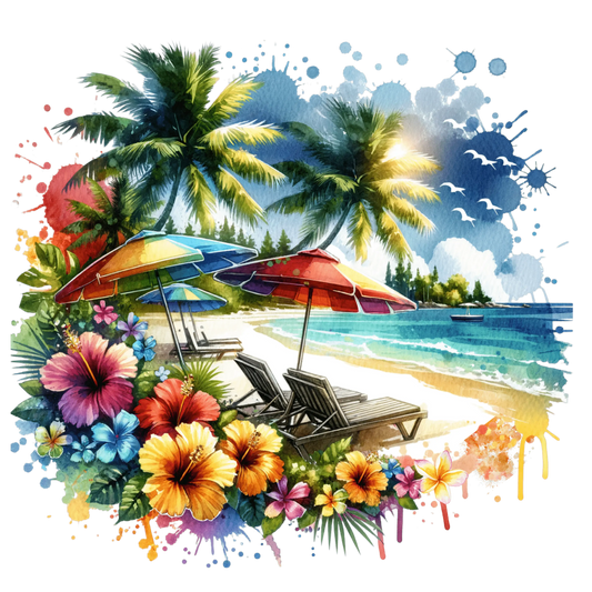 Bügelbild Watercolor Beach #5 Fylou's Style
