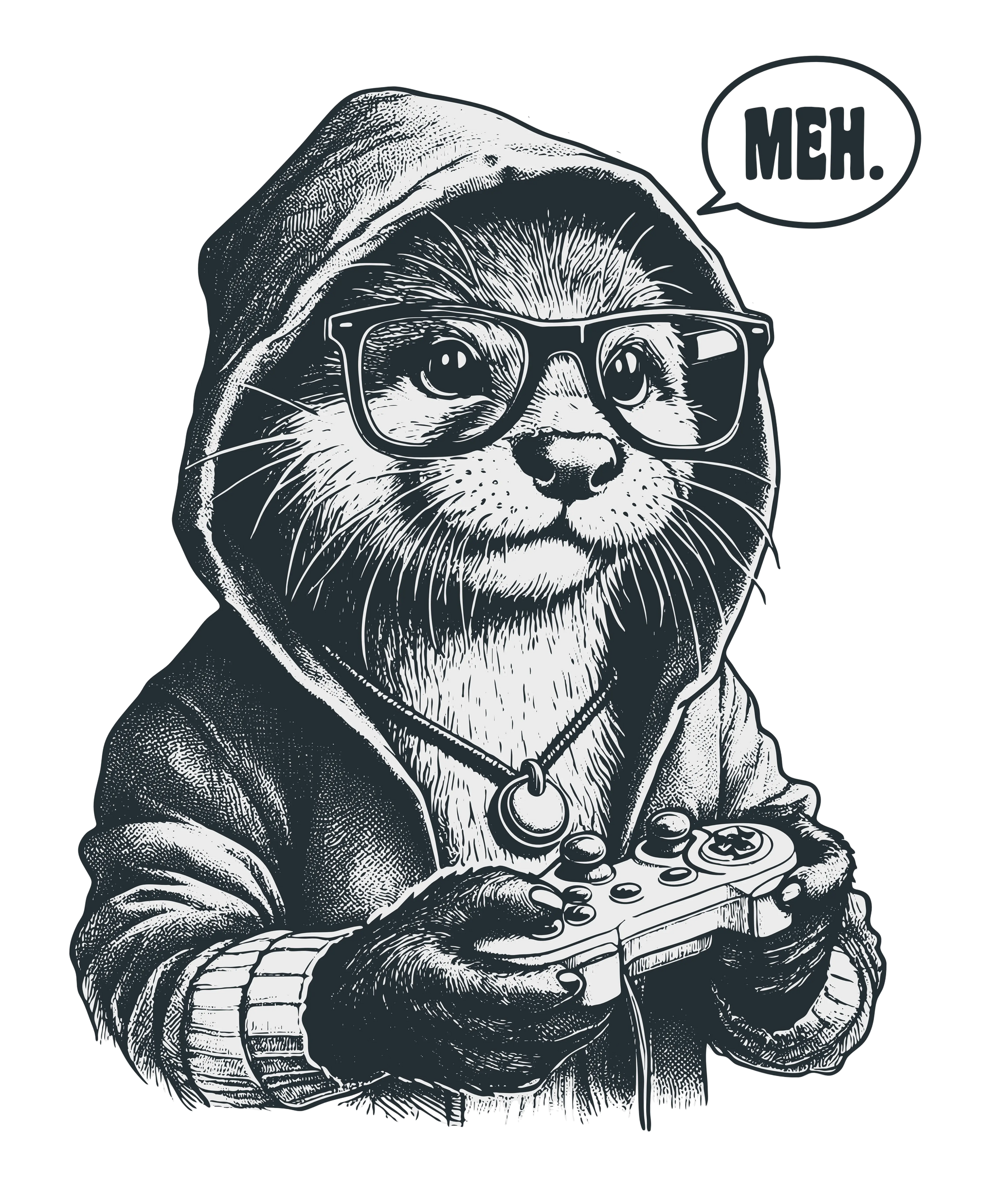 Bügelbild Otter in Hoodie Gamer Fylou's Style