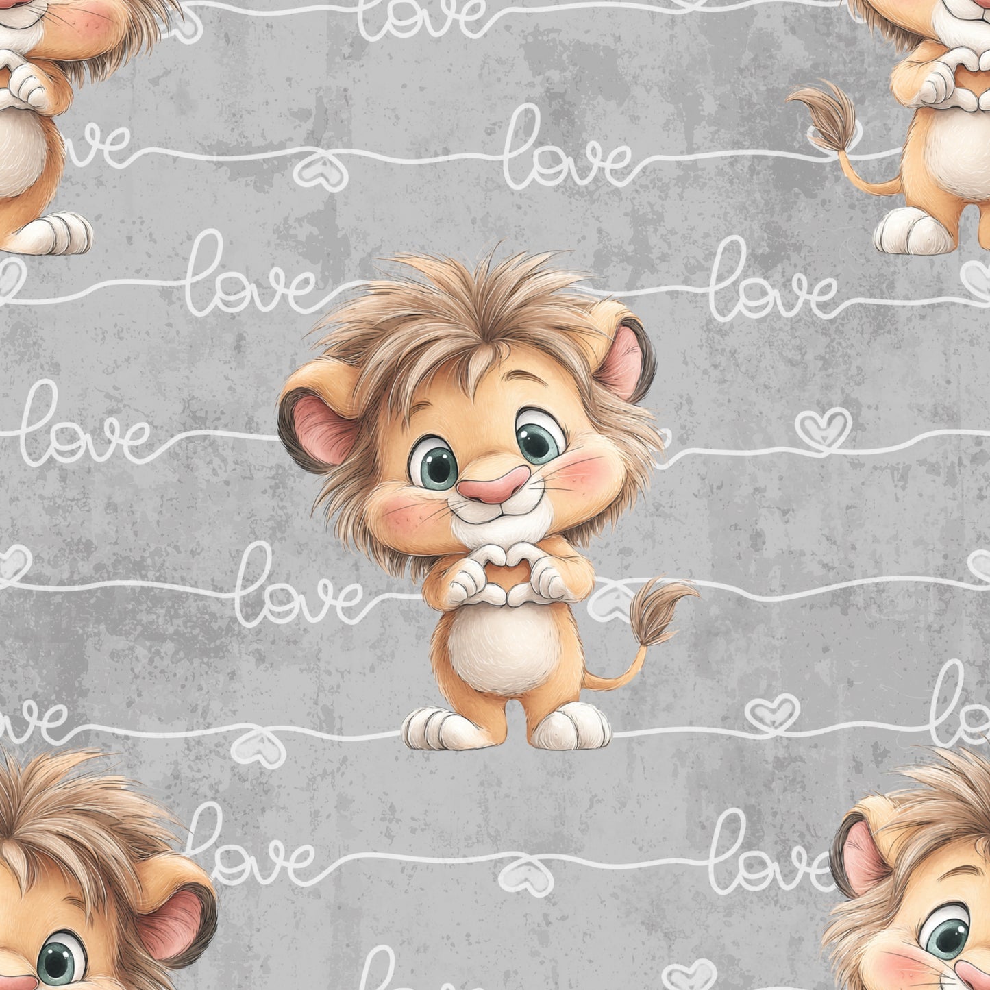 Kinderstoff Löwe mit Herz