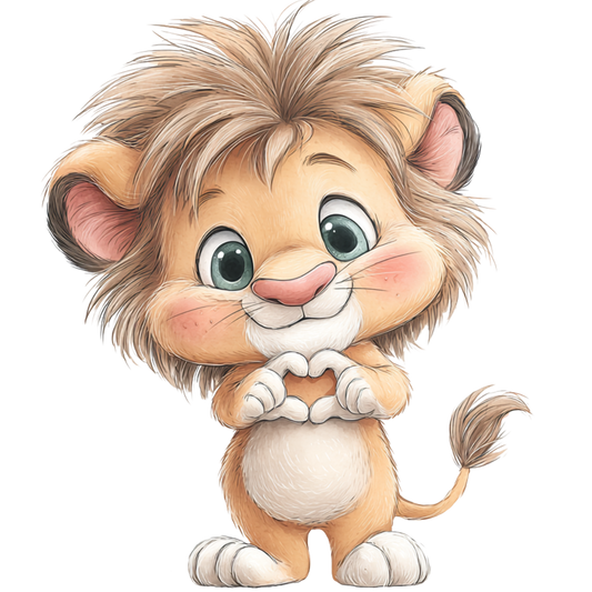 Bügelbild Löwe mit Herz