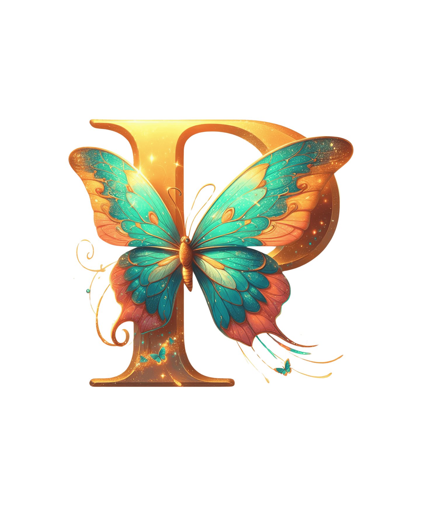 Iron-on Letter P Butterfly
