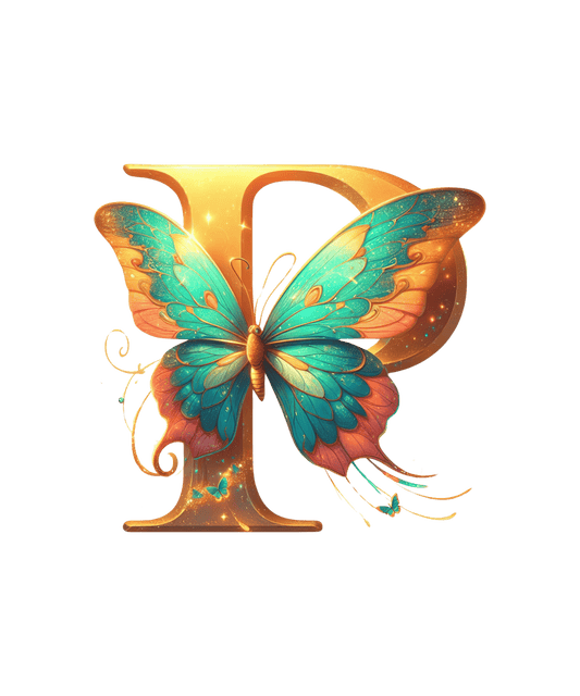 Iron-on Letter P Butterfly