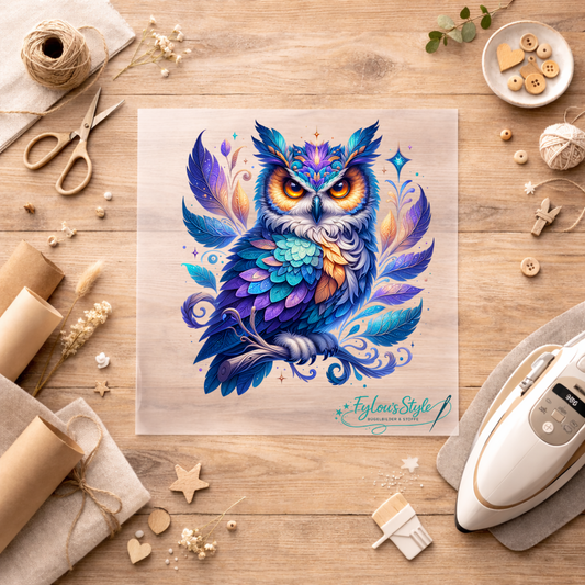 Bügelbild Magische Blaue Eule #2