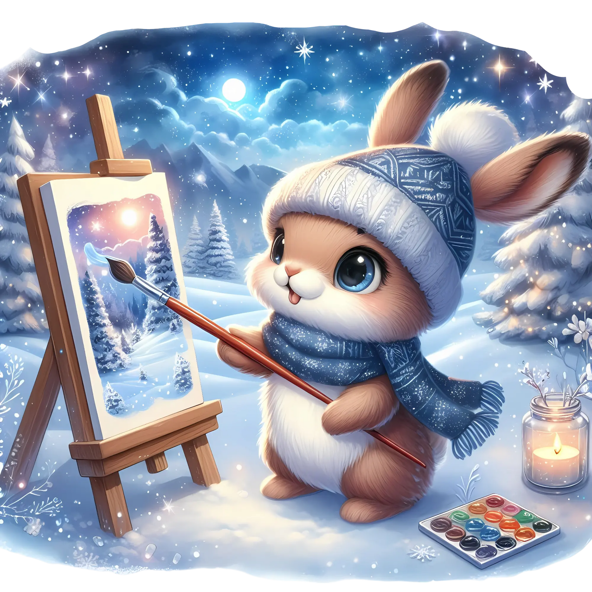 Bügelbild Schneehase malt Bild - Fylou's Style