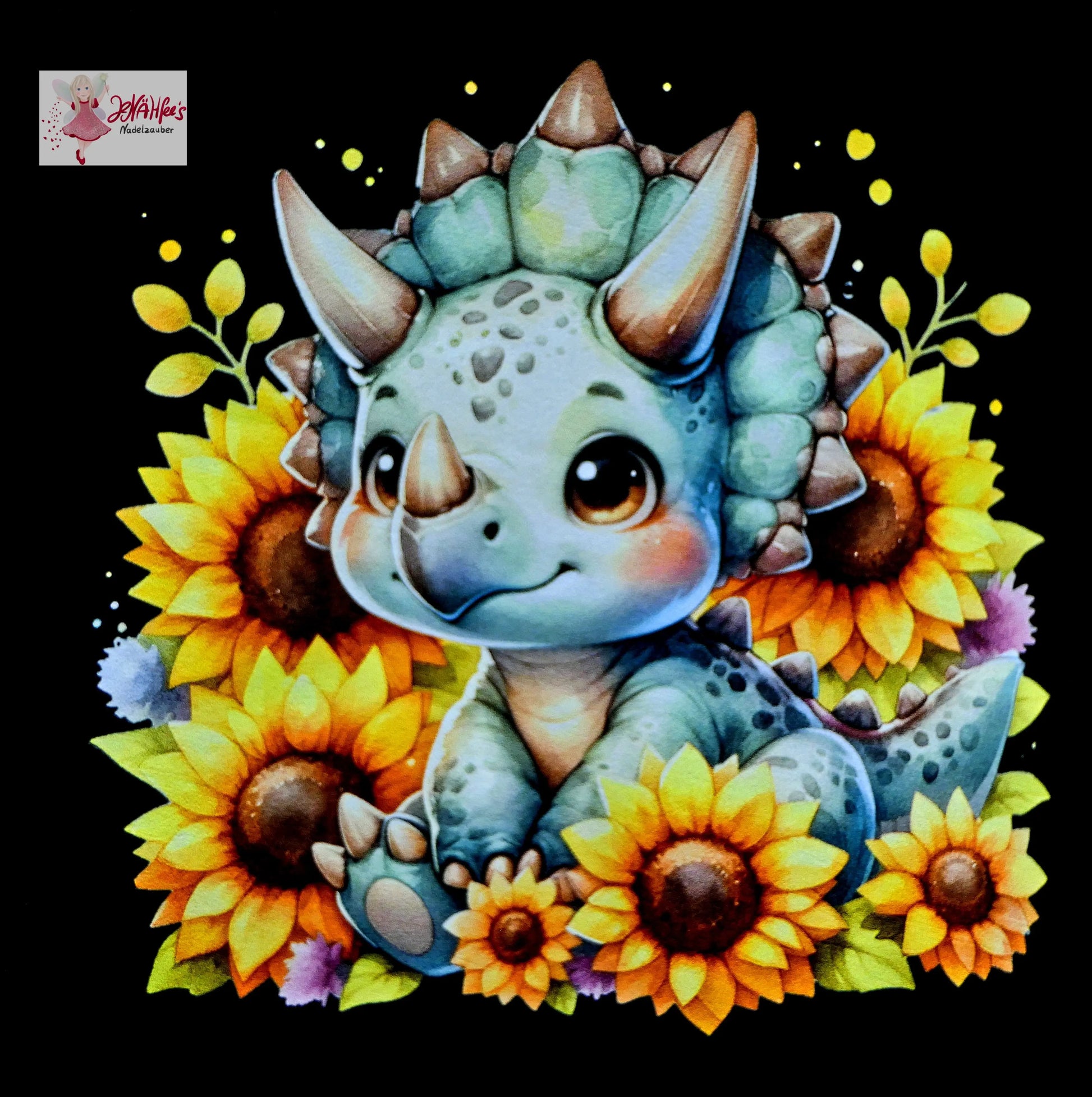 Bügelbild  Sonnenblumen Dinosaurier #18 Fylou's Style