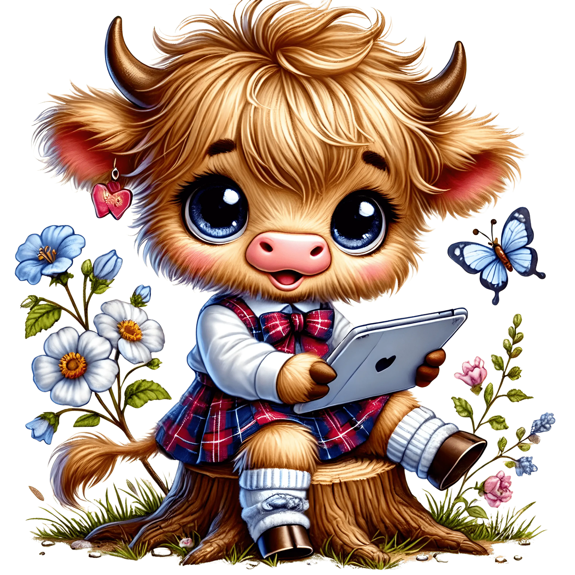 Bügelbild Highland Kuh geht zur Schule  #10 Fylou's Style