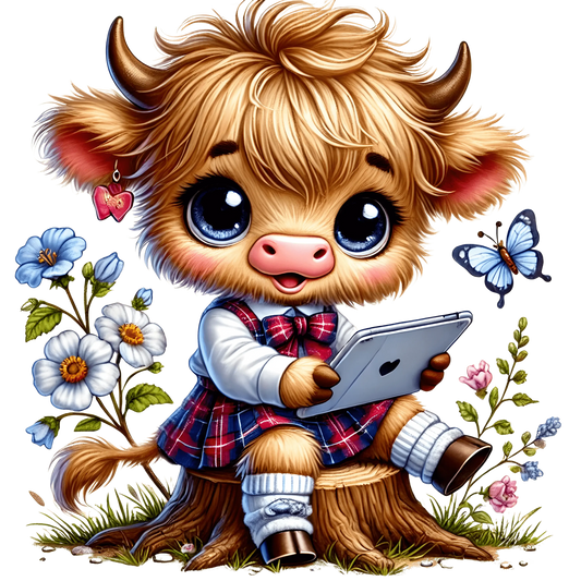 Bügelbild Highland Kuh geht zur Schule  #10 Fylou's Style