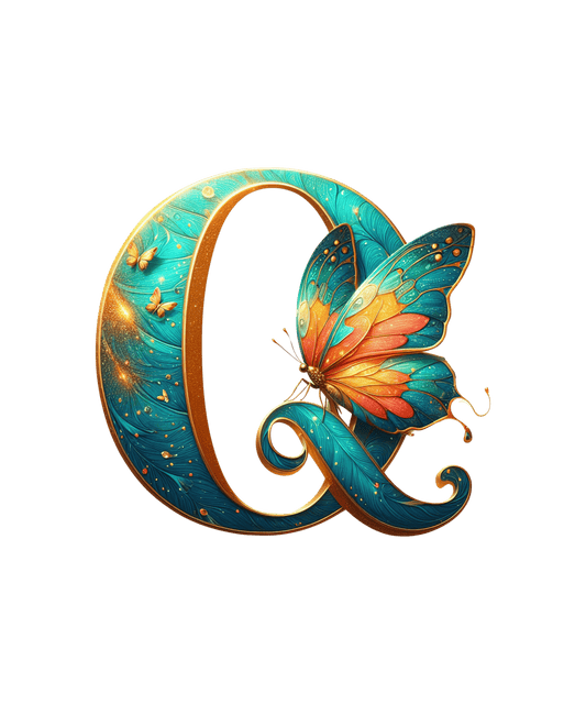 Iron-on Letter Q Butterfly
