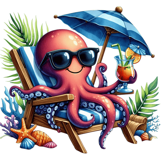 Bügelbild  Relaxter Oktopus
