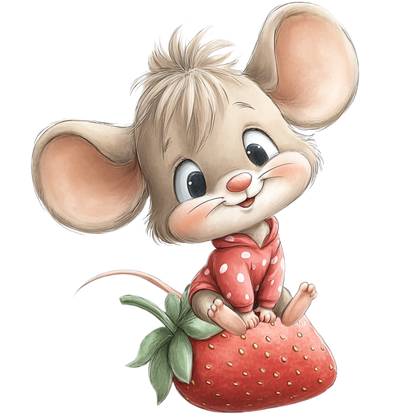 Bügelbild Erdbeer Maus
