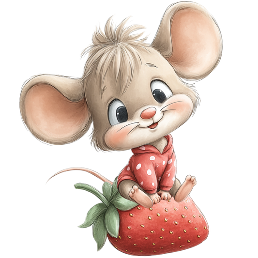 Bügelbild Erdbeer Maus
