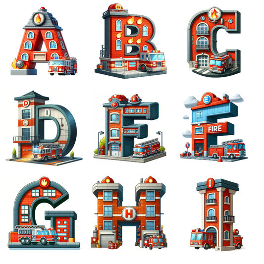 Bügelbild Feuerwehr Buchstaben ABC Fylou's Style