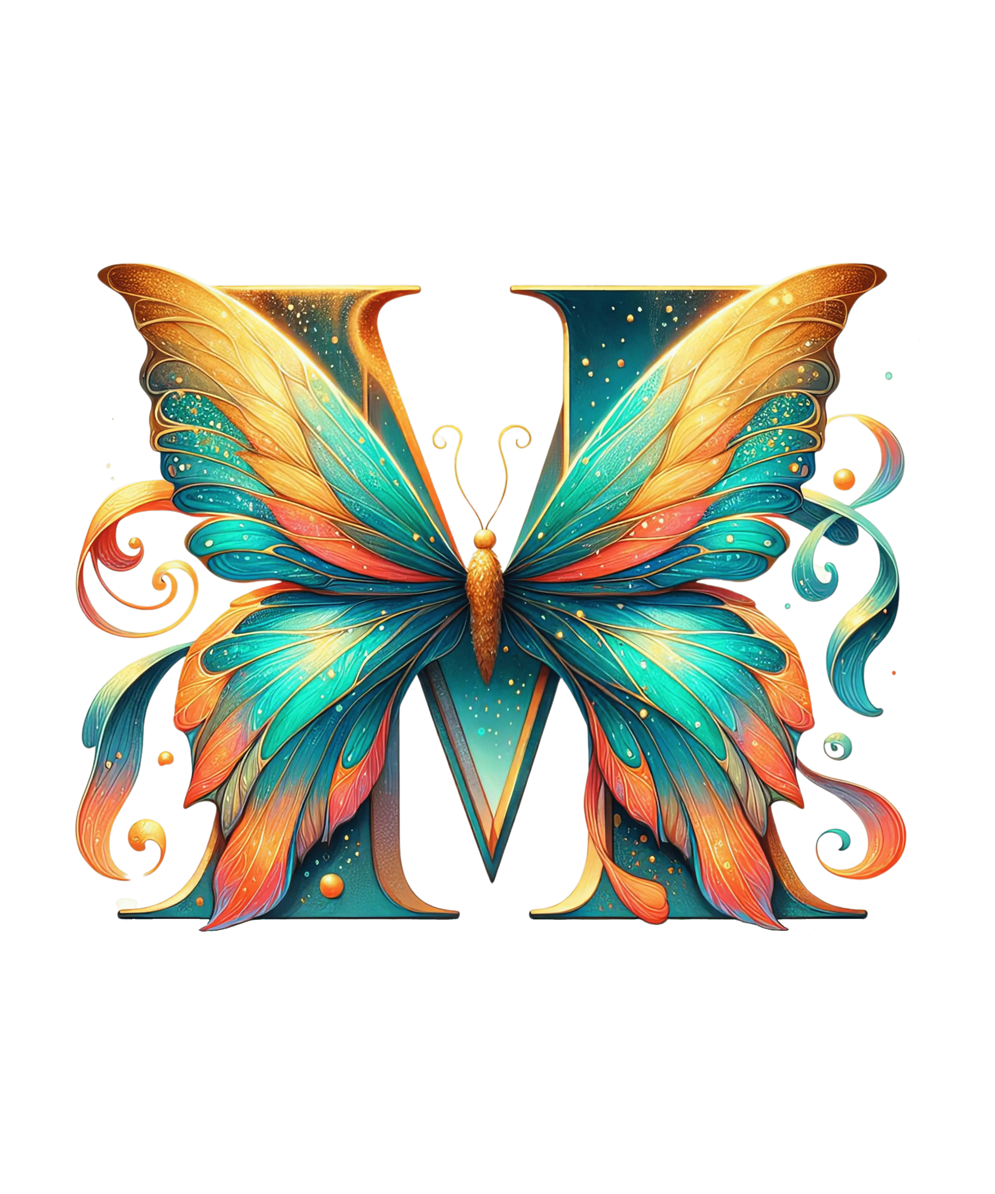 Bügelbild Buchstabe M Schmetterling Fylou's Style