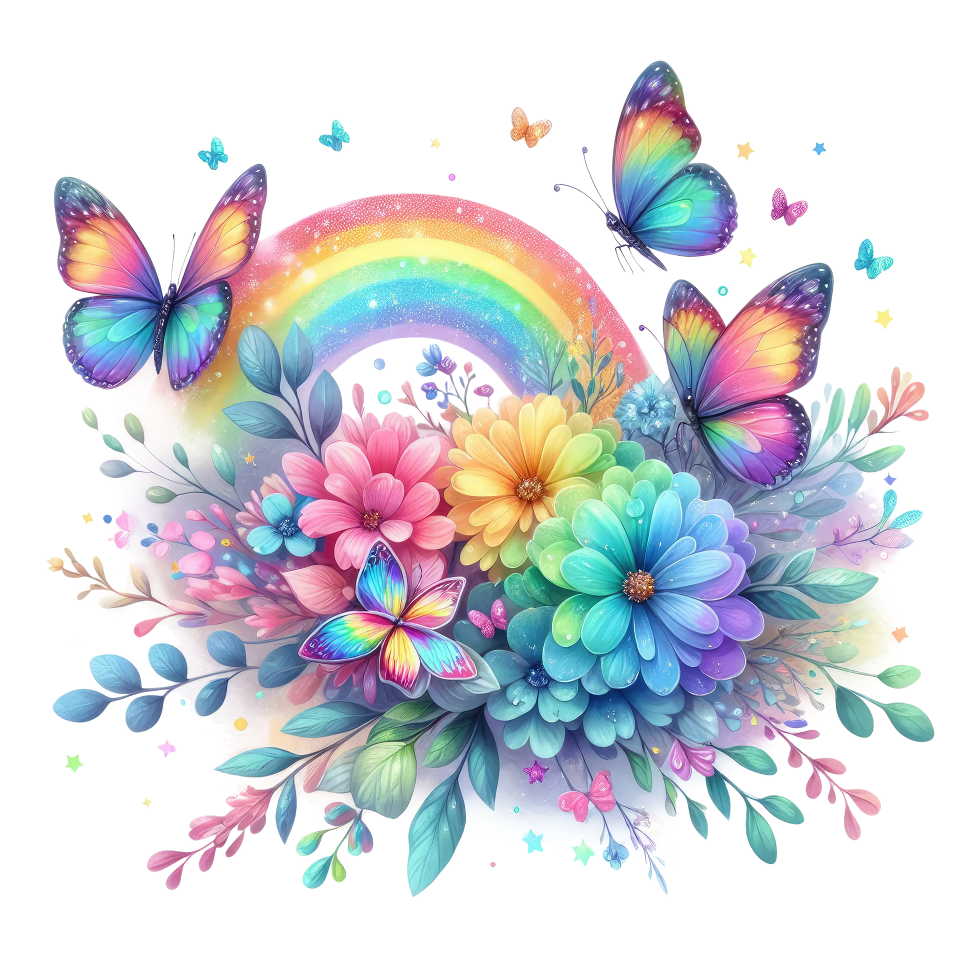 Bügelbild Glitzer Regenbogen Schmetterling #6 Fylou's Style