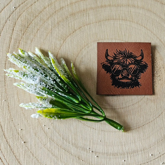 Kunstleder Label Highland Kuh Kopf Fylou's Style