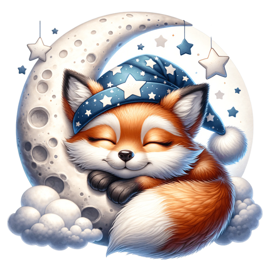 Bügelbild schlafender Fuchs auf dem Mond - Fylou's Style