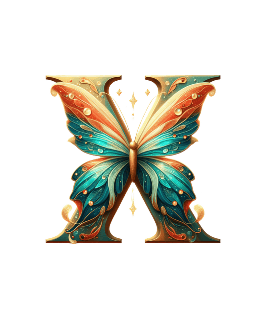 Iron-on Letter X Butterfly