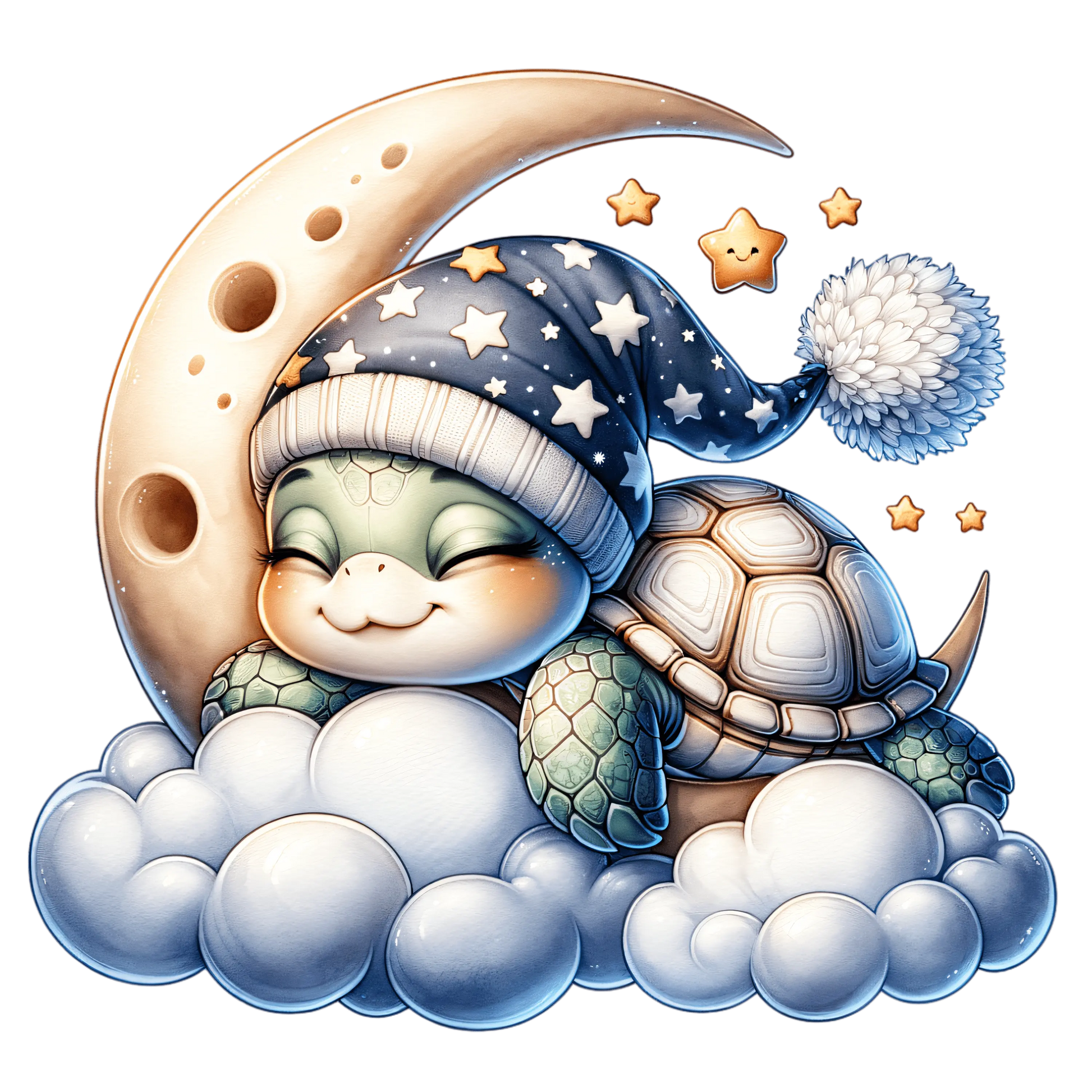 Bügelbild schlafende Schildkröte auf dem Mond #2 - Fylou's Style