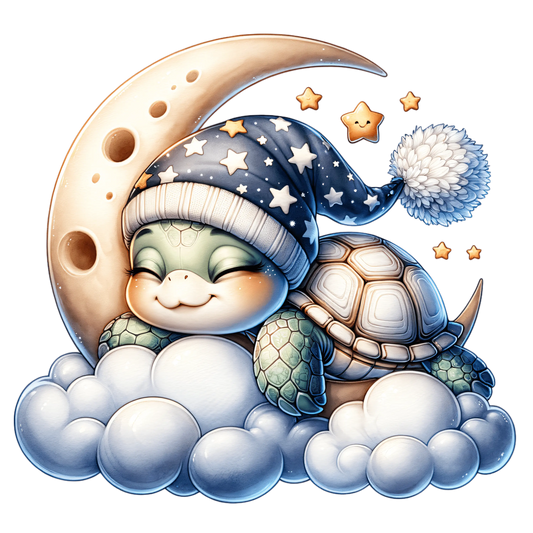 Bügelbild schlafende Schildkröte auf dem Mond #2 - Fylou's Style