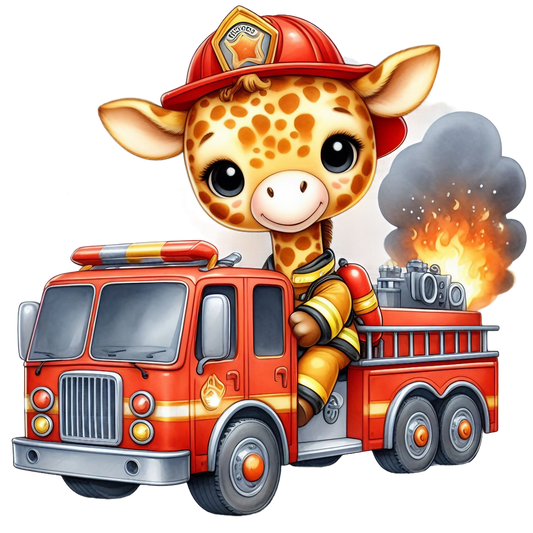 Bügelbild Giraffe Feuerwehr #1
