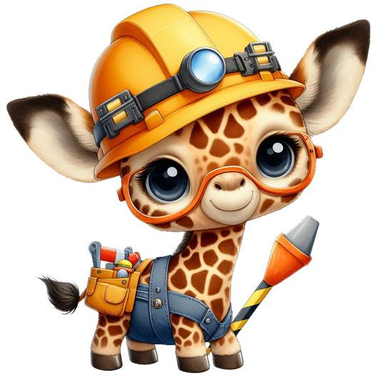 Bügelbild Giraffe Baustelle #4