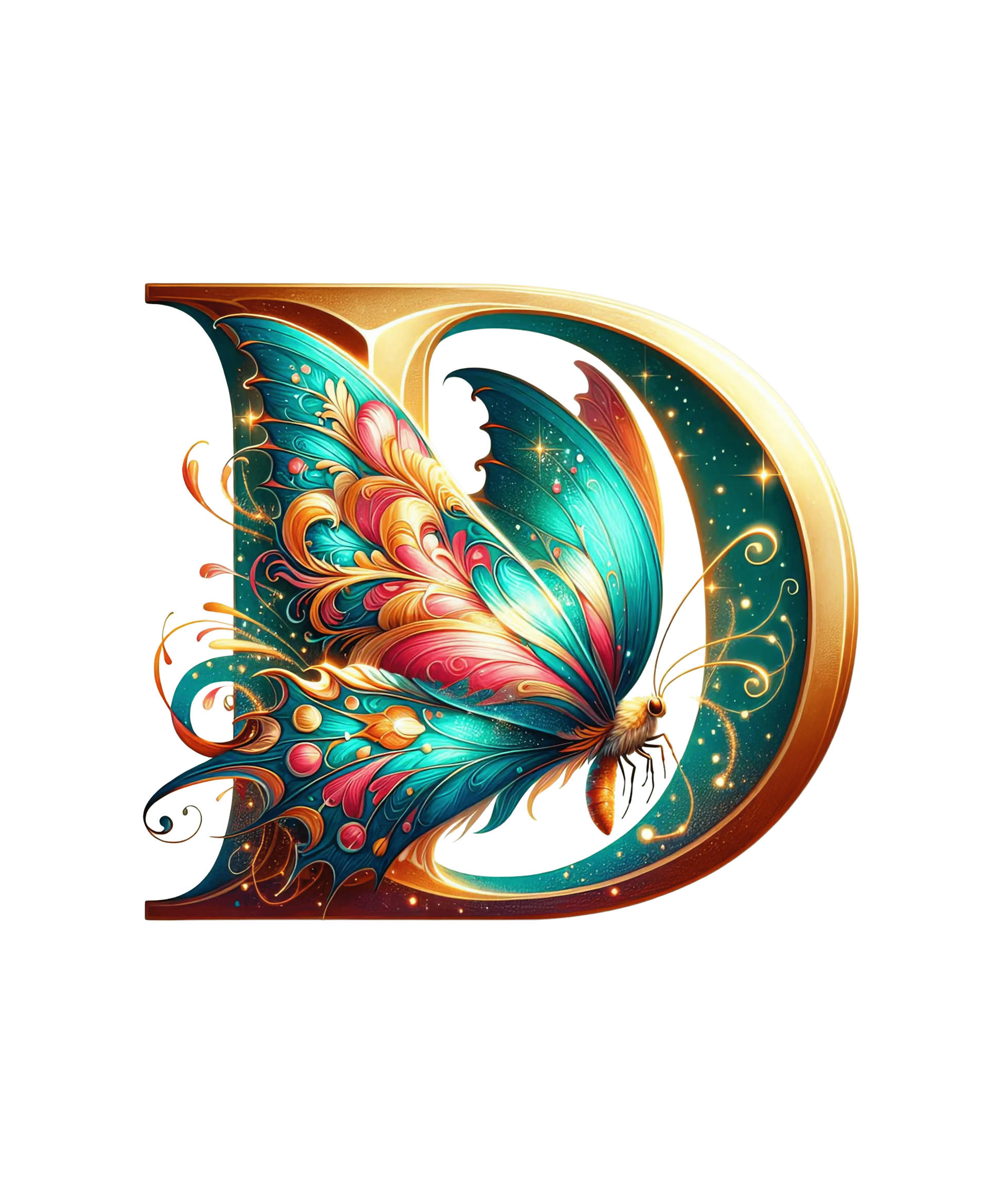Bügelbild Buchstabe D Schmetterling Fylou's Style