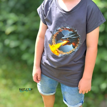 Bügelbild 3D Drache schwarz #10 Fylou's Style