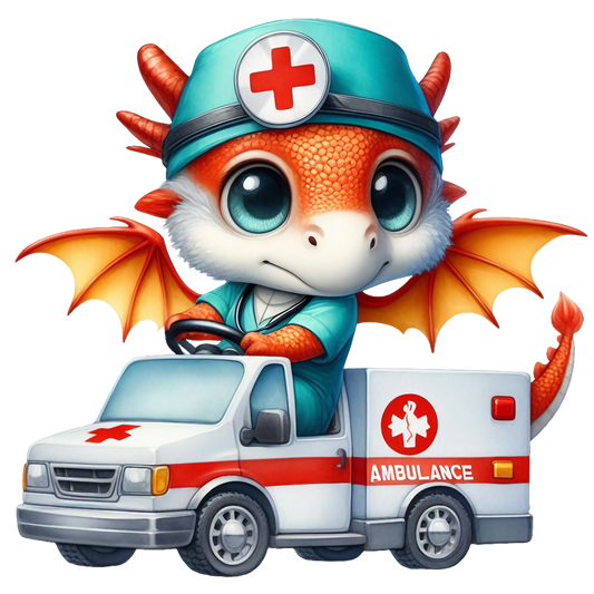 Bügelbild Drache Krankenwagen #3 Fylou's Style