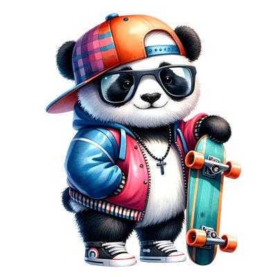 iron-on image cool skater panda