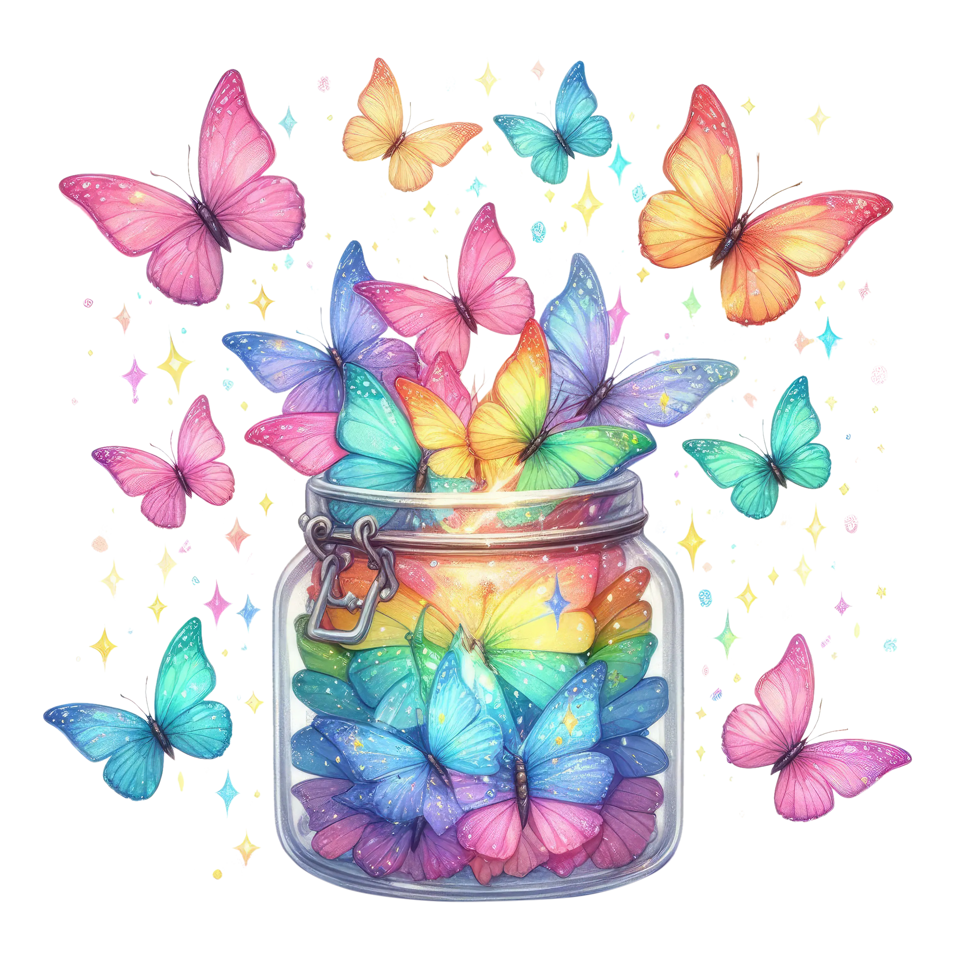 Bügelbild Glitzer Regenbogen Schmetterling #7 Fylou's Style