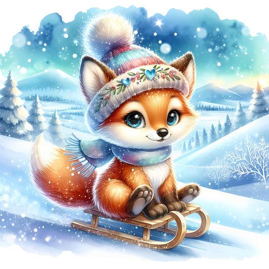 Bügelbild Fuchs beim rodeln - Fylou's Style