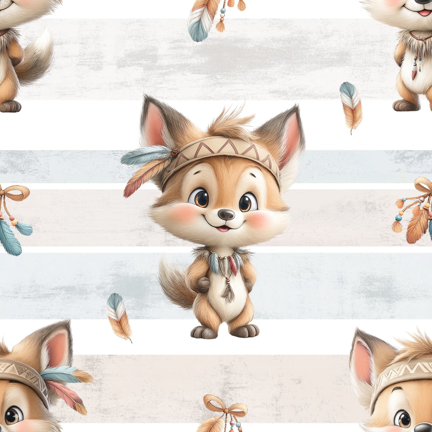 Kinderstoff Indianer Fuchs