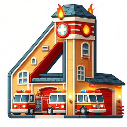 Bügelbild Feuerwehr Zahlen Fylou's Style