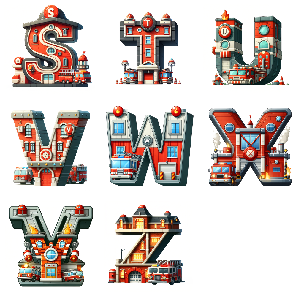 Bügelbild Feuerwehr Buchstaben ABC Fylou's Style