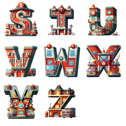 Bügelbild Feuerwehr Buchstaben ABC Fylou's Style