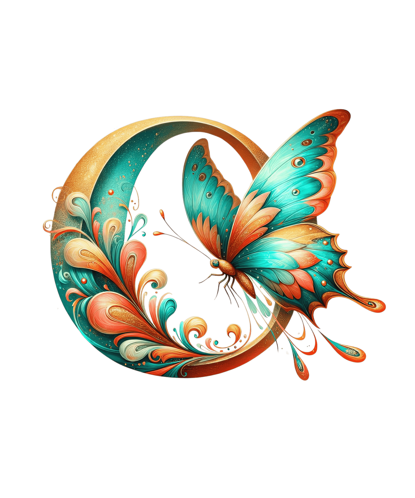 Iron-on Letter O Butterfly