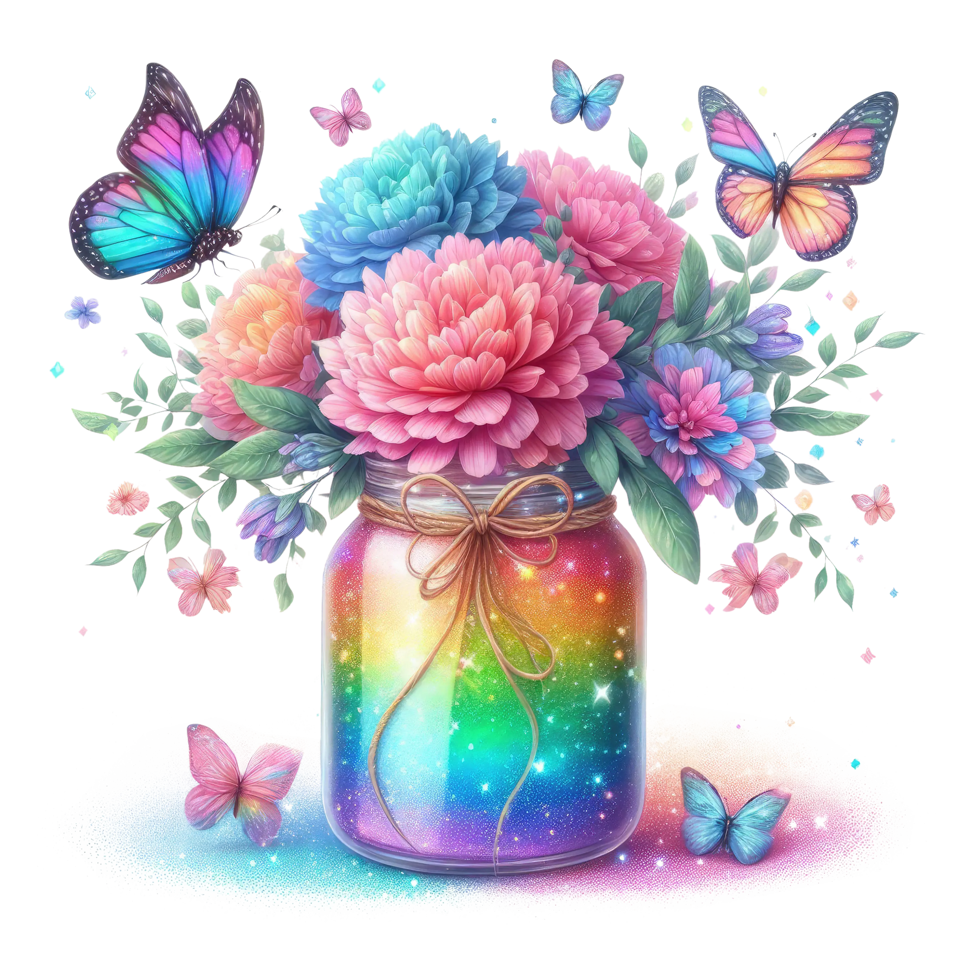 Bügelbild Glitzer Regenbogen Schmetterling #5 Fylou's Style