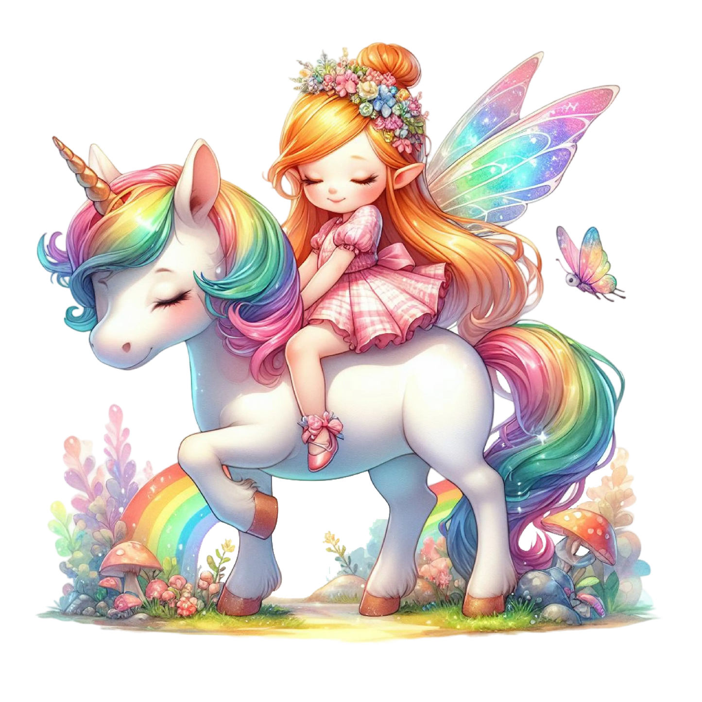 Bügelbild kleine Fee mit Einhorn #25 Fylou's Style