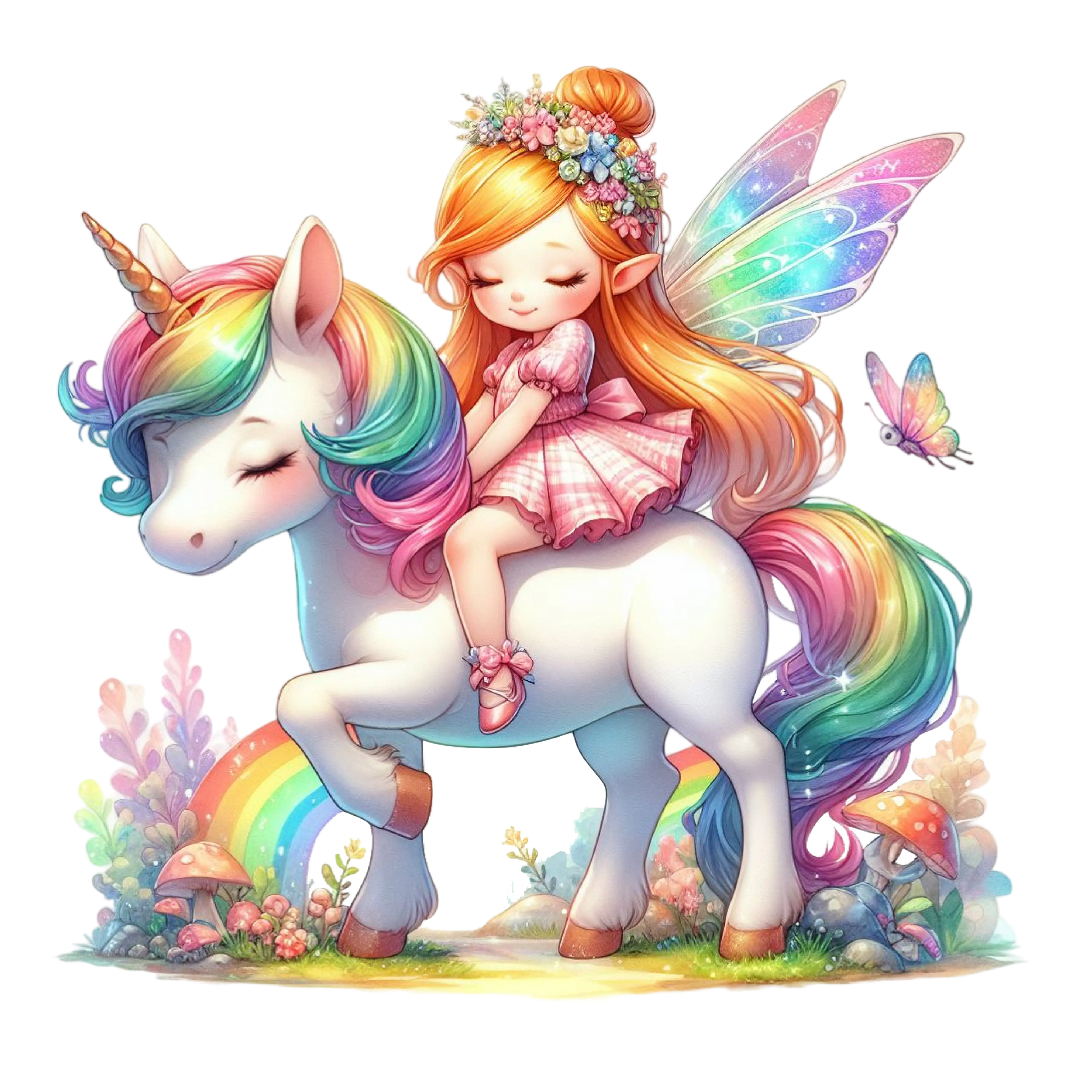 Bügelbild kleine Fee mit Einhorn #25 Fylou's Style