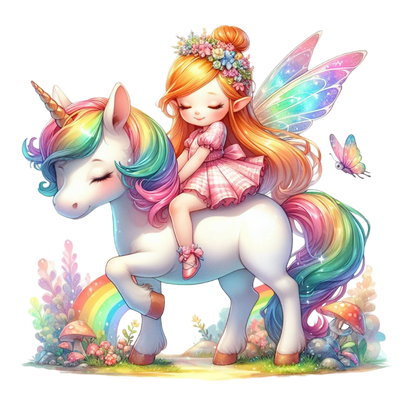 Bügelbild kleine Fee mit Einhorn #25 Fylou's Style